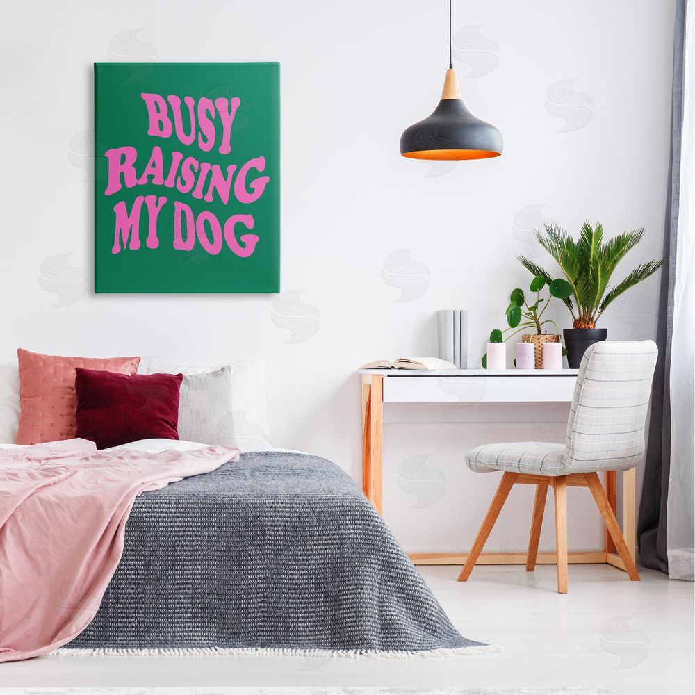 House of Lulu Raising My Dog Phrase Canvas Wall Art Print in Room