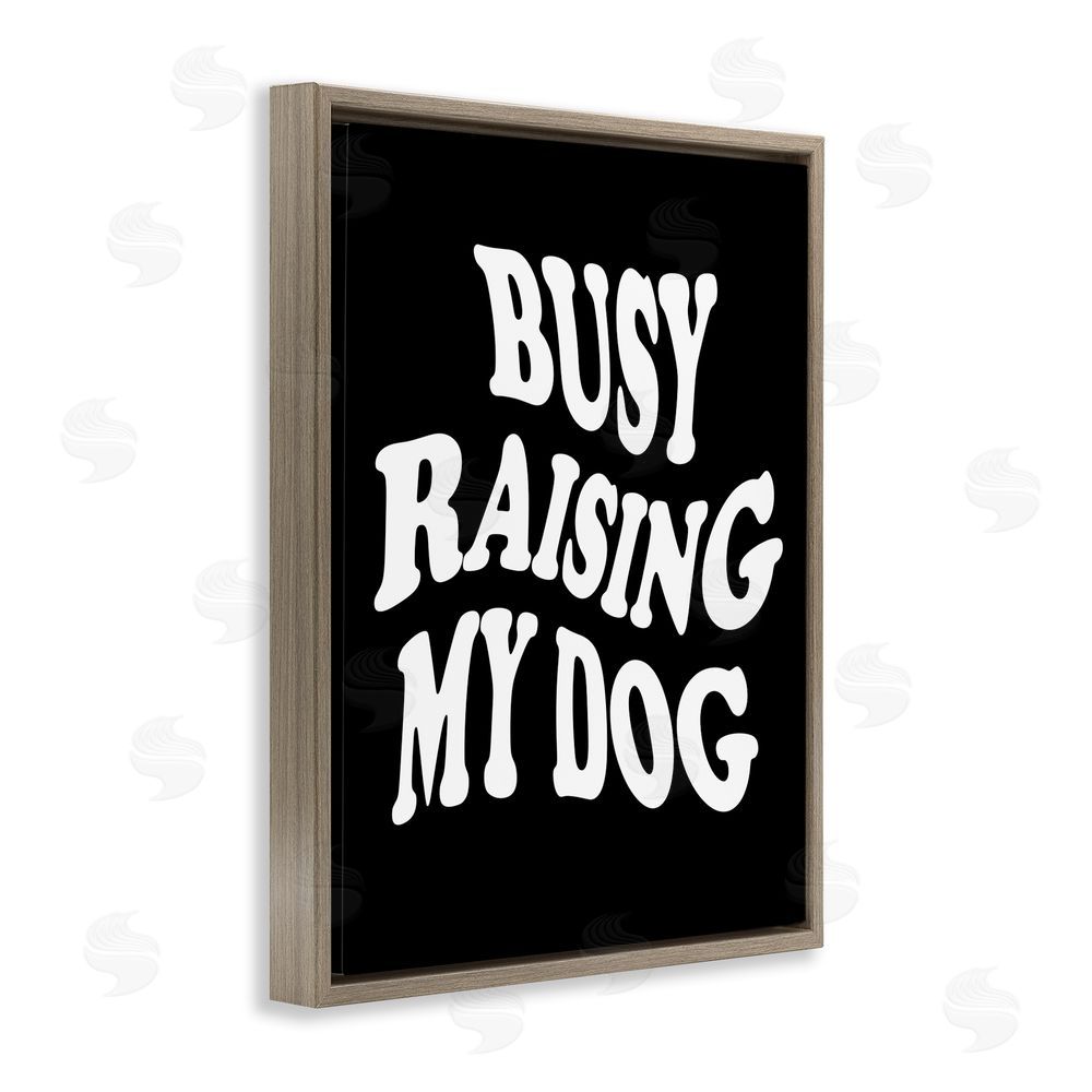 House of Lulu Black & White Dog Phrase Brown Floating Frame Canvas Wall Art Print