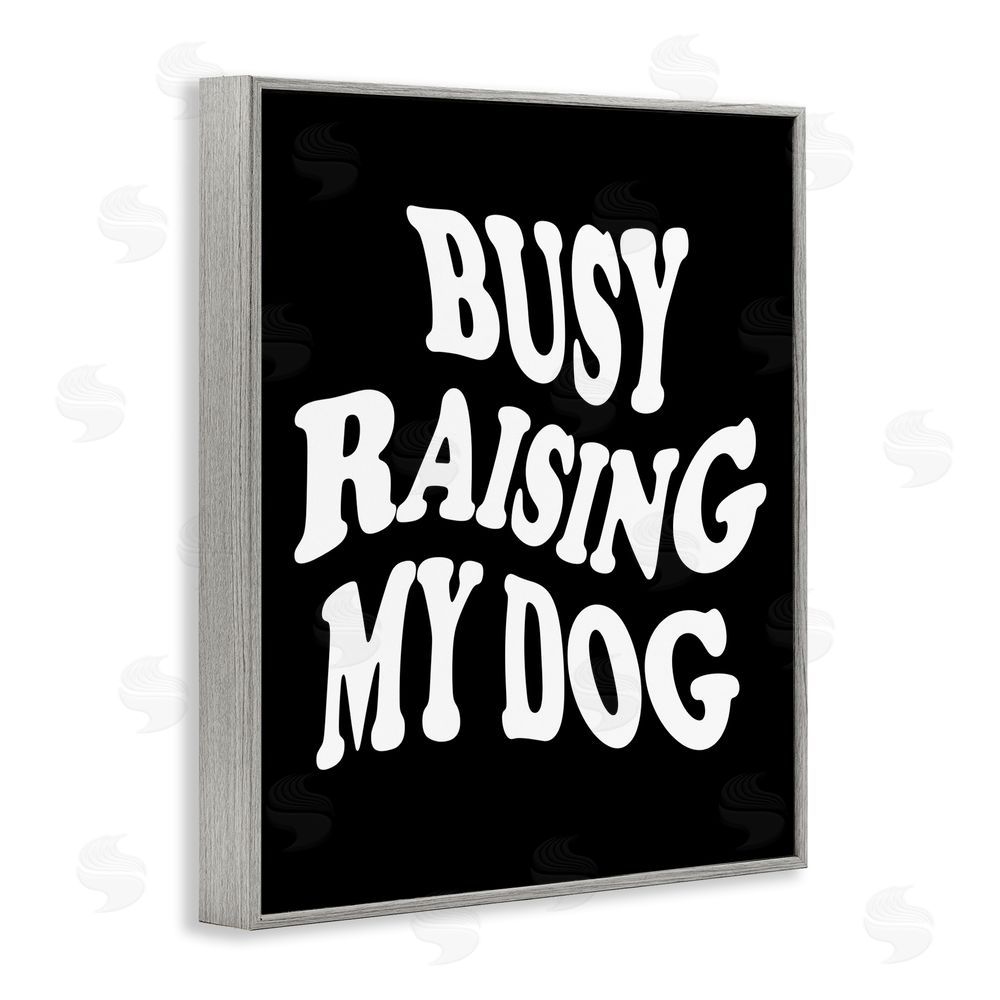 House of Lulu Black & White Dog Phrase Gray Framed Giclee Wall Art Print