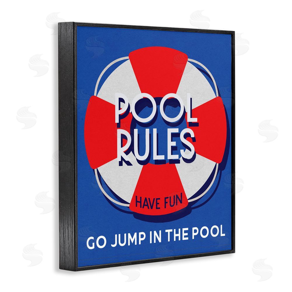 Stupell Studio Pool Rules Nautical Phrase Black Framed Giclee Wall Art Print