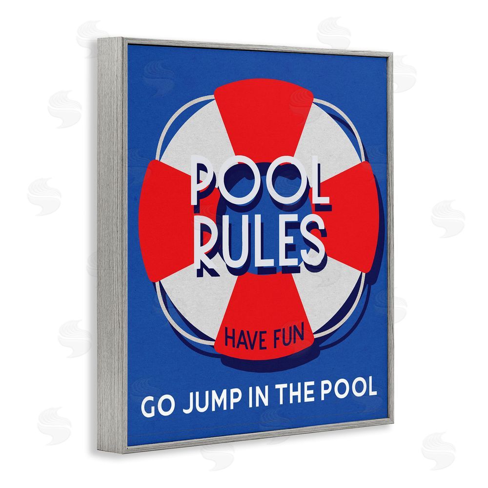 Stupell Studio Pool Rules Nautical Phrase Gray Framed Giclee Wall Art Print