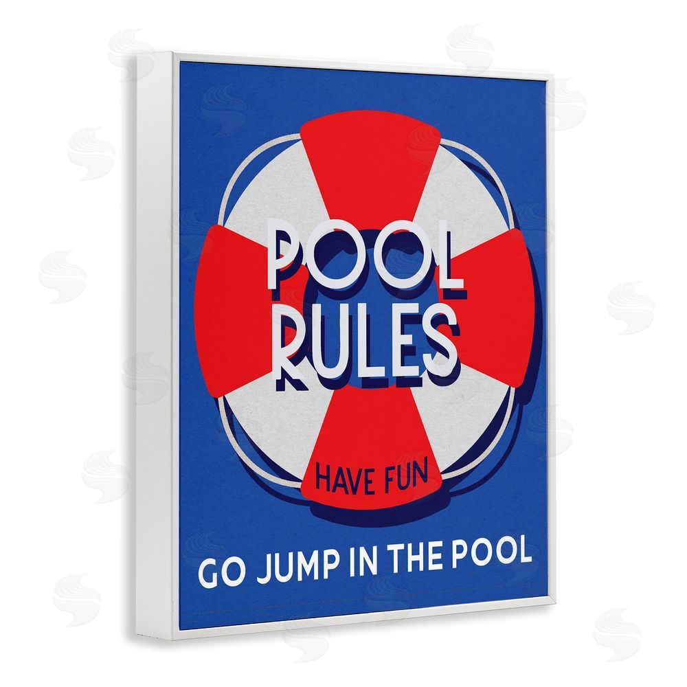 Stupell Studio Pool Rules Nautical Phrase White Framed Giclee Wall Art Print