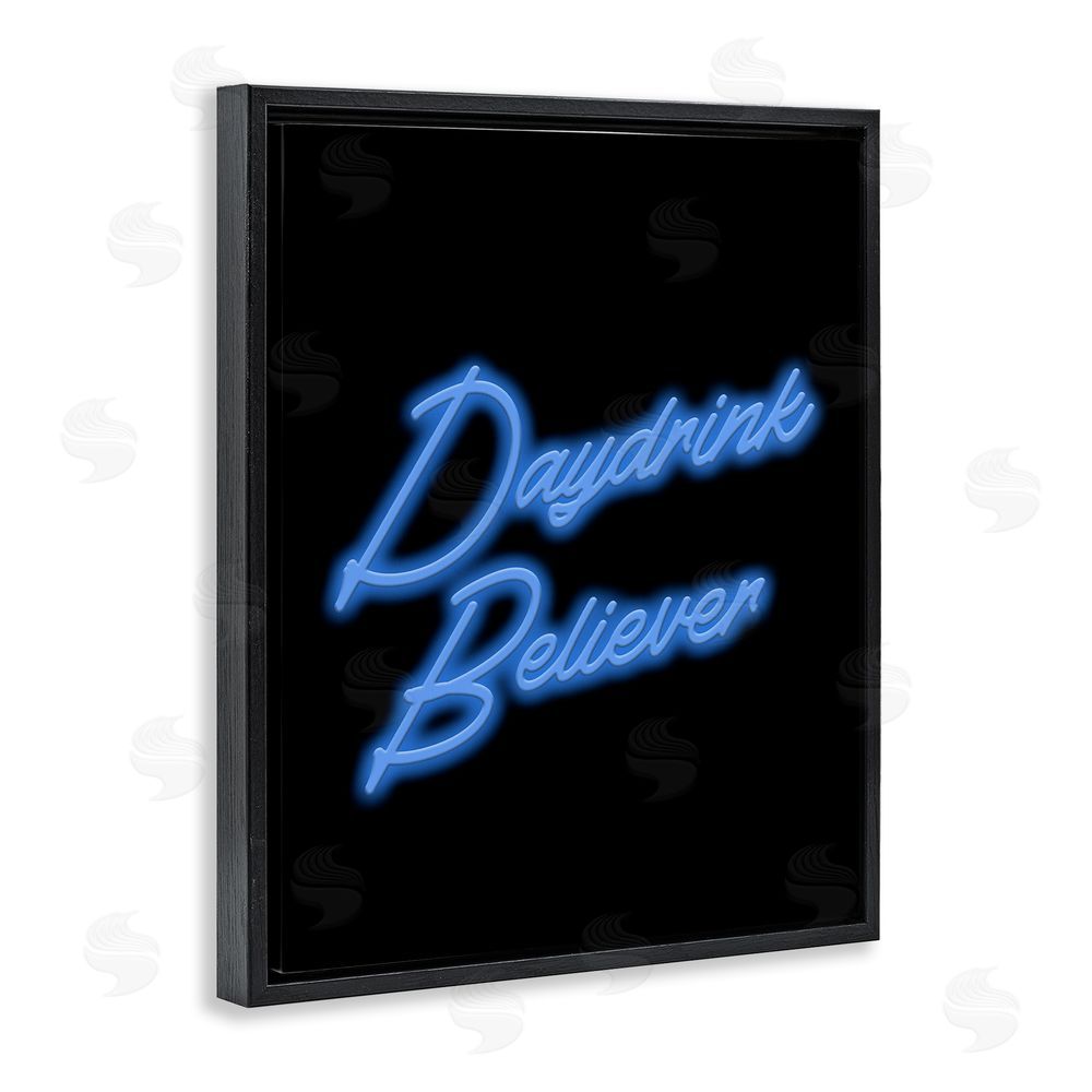 House of Lulu Neon Daydrink Believer Phrase Black Floating Frame Canvas Wall Art Print