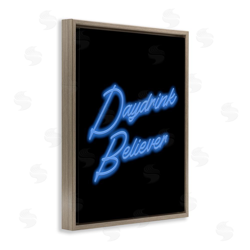 House of Lulu Neon Daydrink Believer Phrase Brown Floating Frame Canvas Wall Art Print