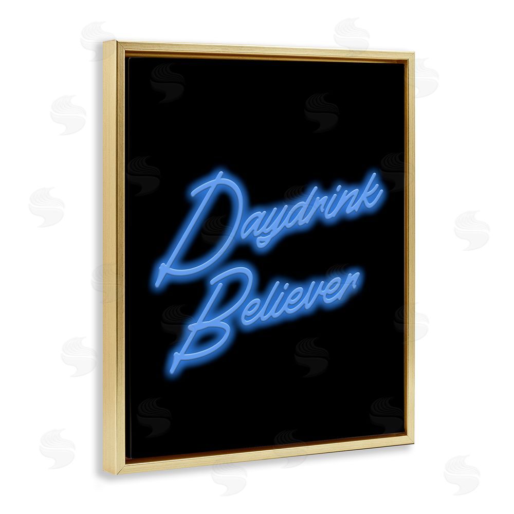 House of Lulu Neon Daydrink Believer Phrase Gold Floating Frame Canvas Wall Art Print