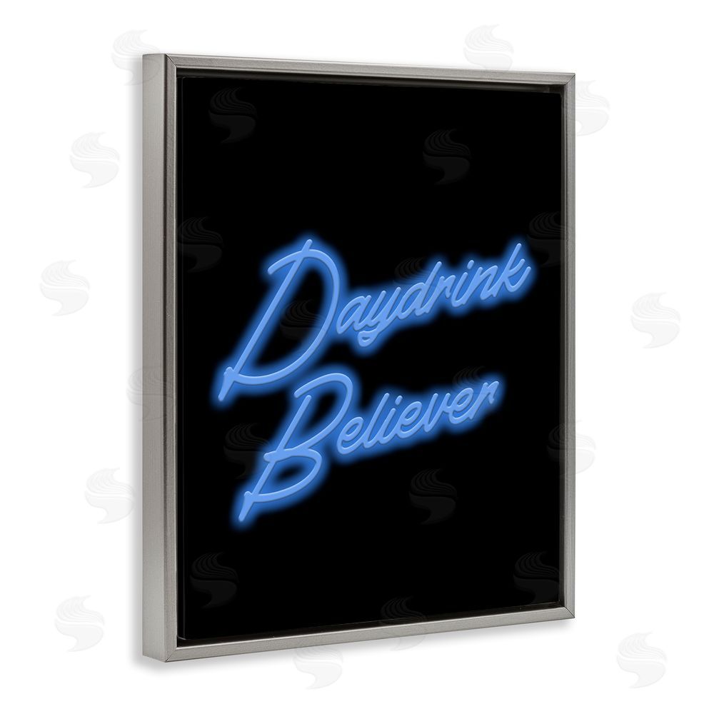 House of Lulu Neon Daydrink Believer Phrase Grey Floating Frame Canvas Wall Art Print