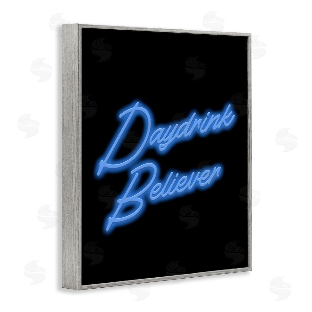 House of Lulu Neon Daydrink Believer Phrase Gray Framed Giclee Wall Art Print