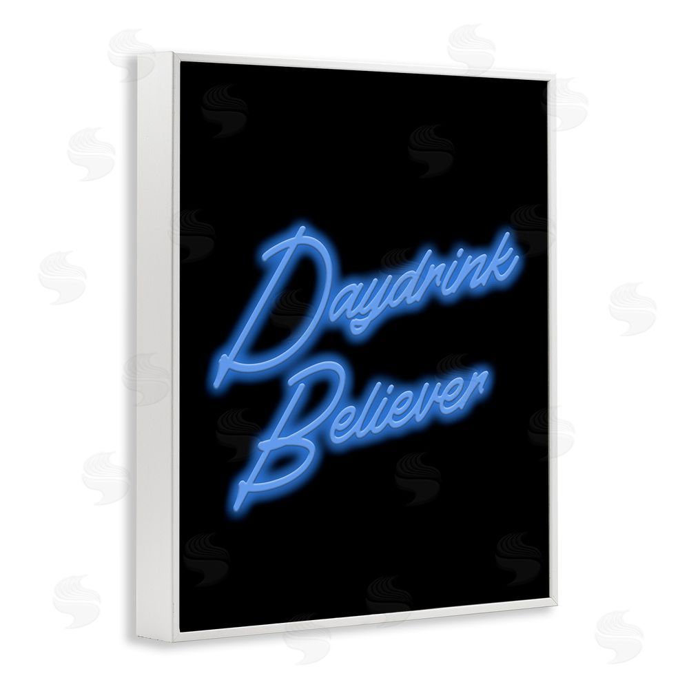 House of Lulu Neon Daydrink Believer Phrase White Framed Giclee Wall Art Print