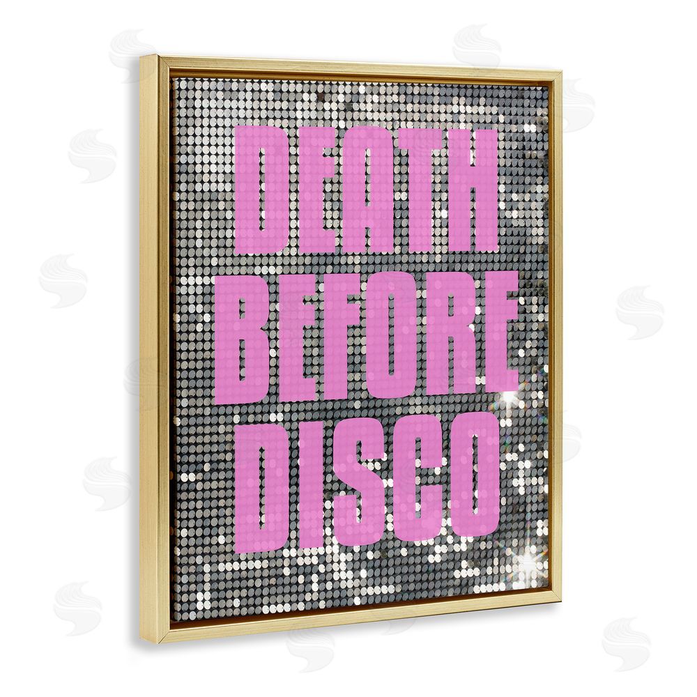 House of Lulu Glam Death Before Disco Gold Floating Frame Canvas Wall Art Print