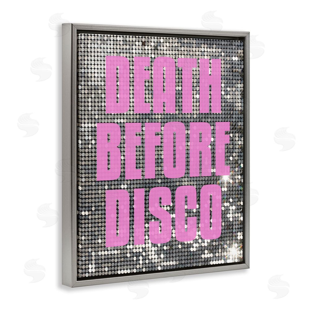 House of Lulu Glam Death Before Disco Grey Floating Frame Canvas Wall Art Print