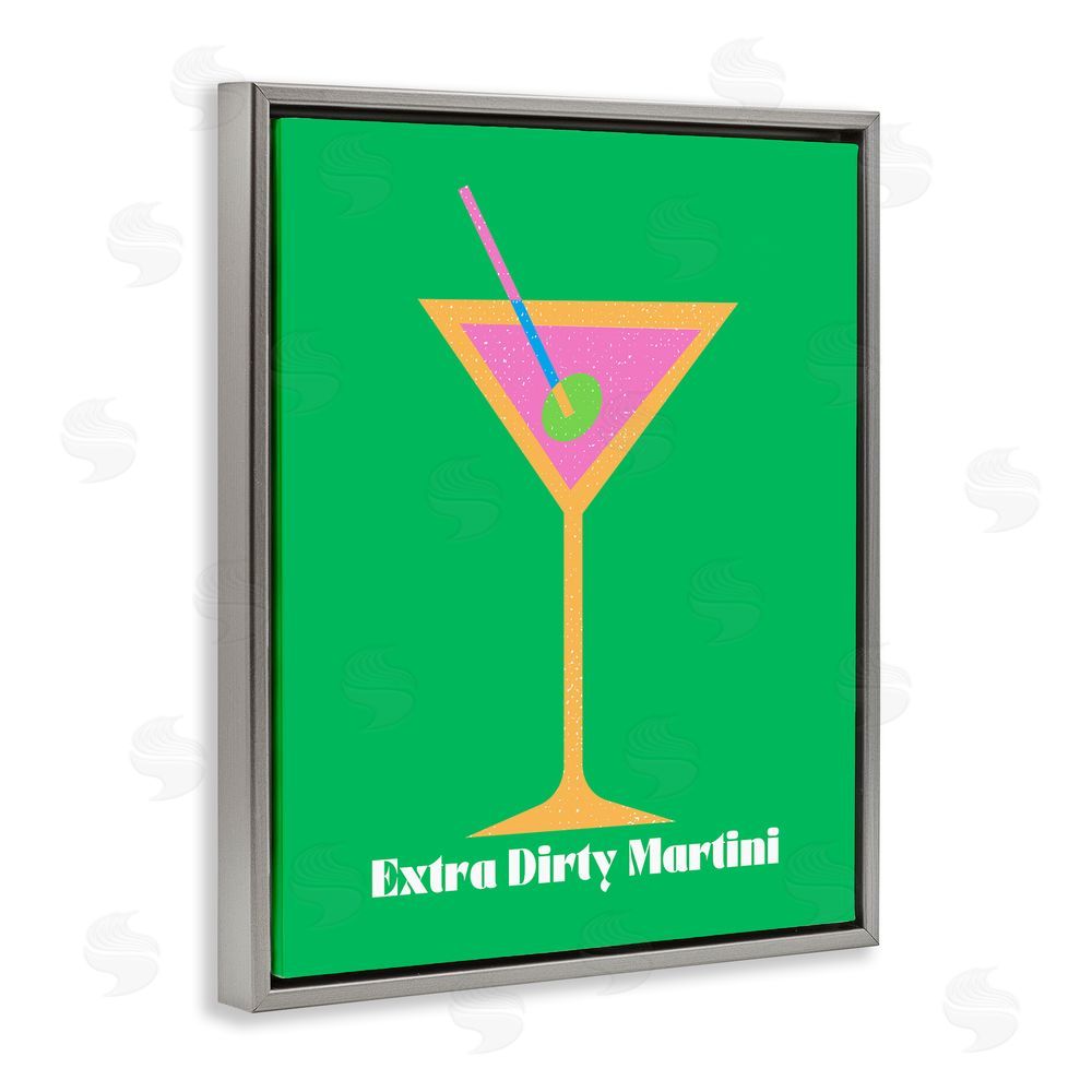 House of Lulu Extra Dirty Martini on Green Grey Floating Frame Canvas Wall Art Print