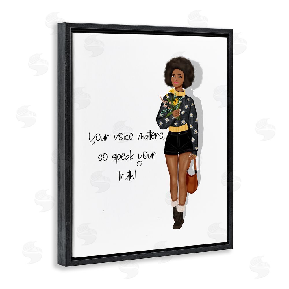 Saba Rauf Speak Your Truth Phrase Black Floating Frame Canvas Wall Art Print