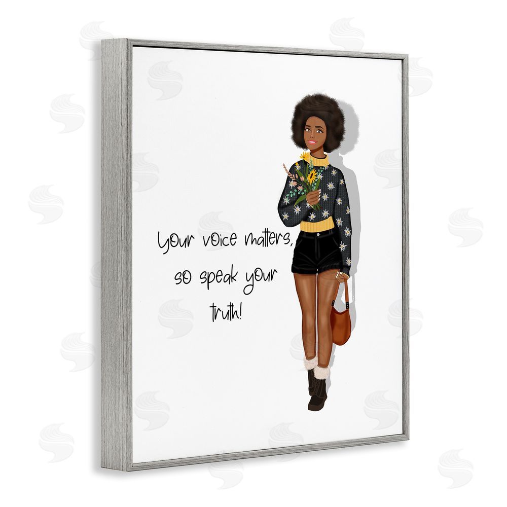 Saba Rauf Speak Your Truth Phrase Gray Framed Giclee Wall Art Print