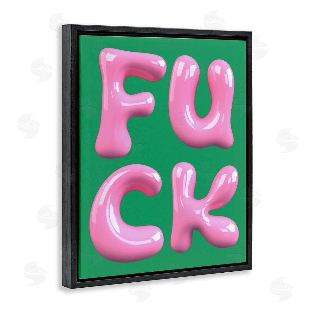 House of Lulu F*ck Abstract Letters Black Floating Frame Canvas Wall Art Print