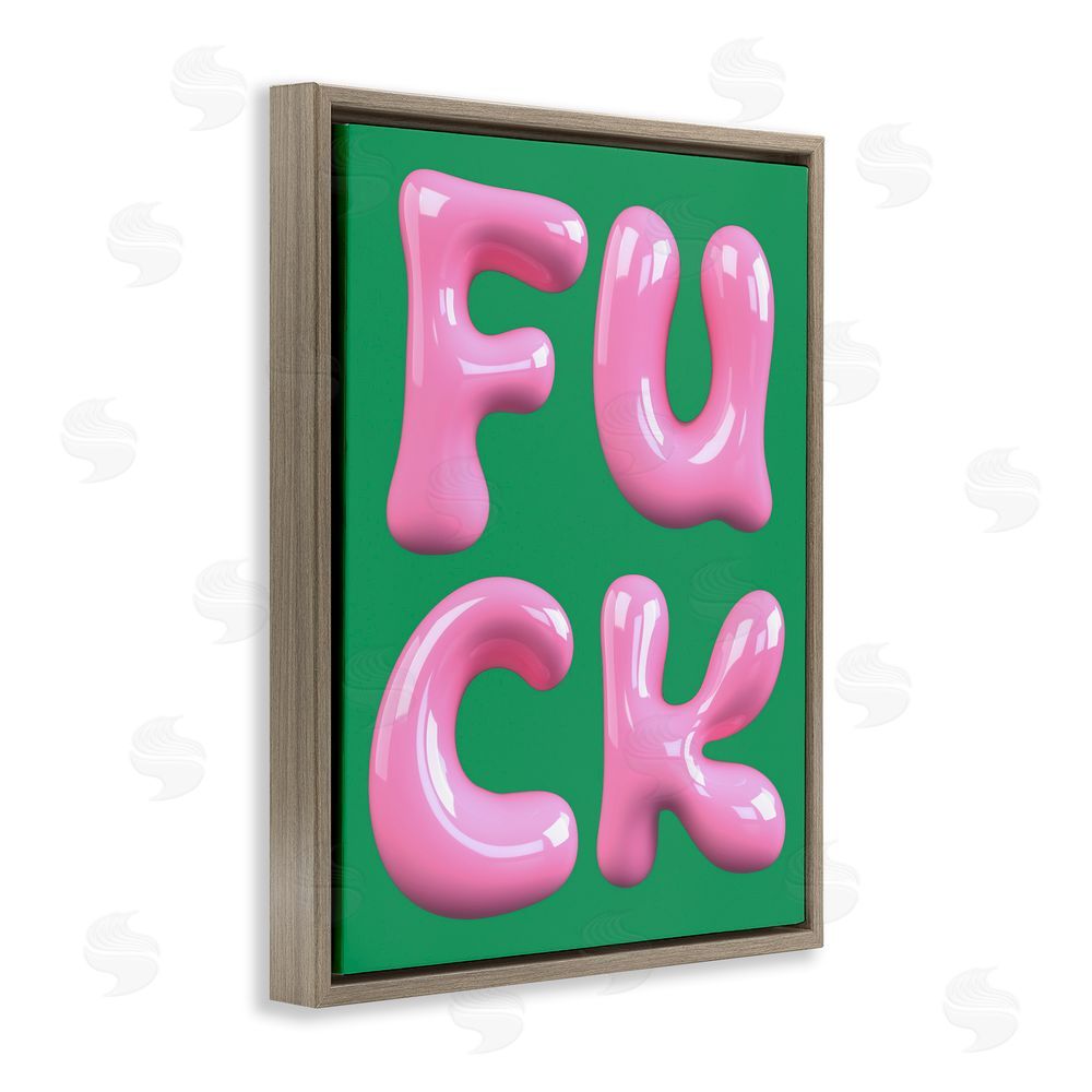 House of Lulu F*ck Abstract Letters Brown Floating Frame Canvas Wall Art Print