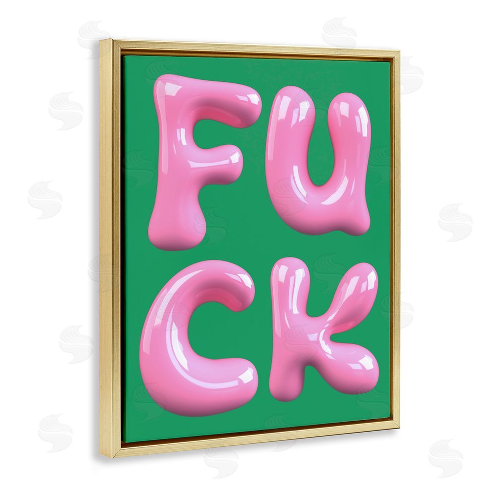 House of Lulu F*ck Abstract Letters Gold Floating Frame Canvas Wall Art Print