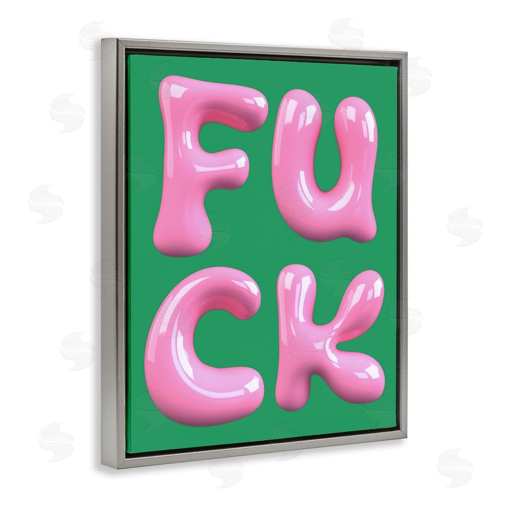 House of Lulu F*ck Abstract Letters Grey Floating Frame Canvas Wall Art Print