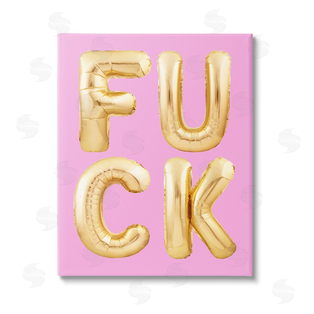 House of Lulu F*ck Gold & Pink Letters Stretched Canvas Wall Art Print