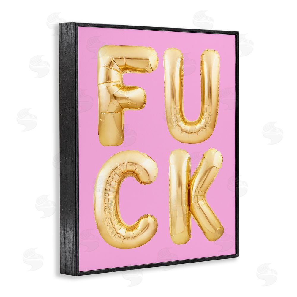 House of Lulu F*ck Gold & Pink Letters Black Framed Giclee Wall Art Print