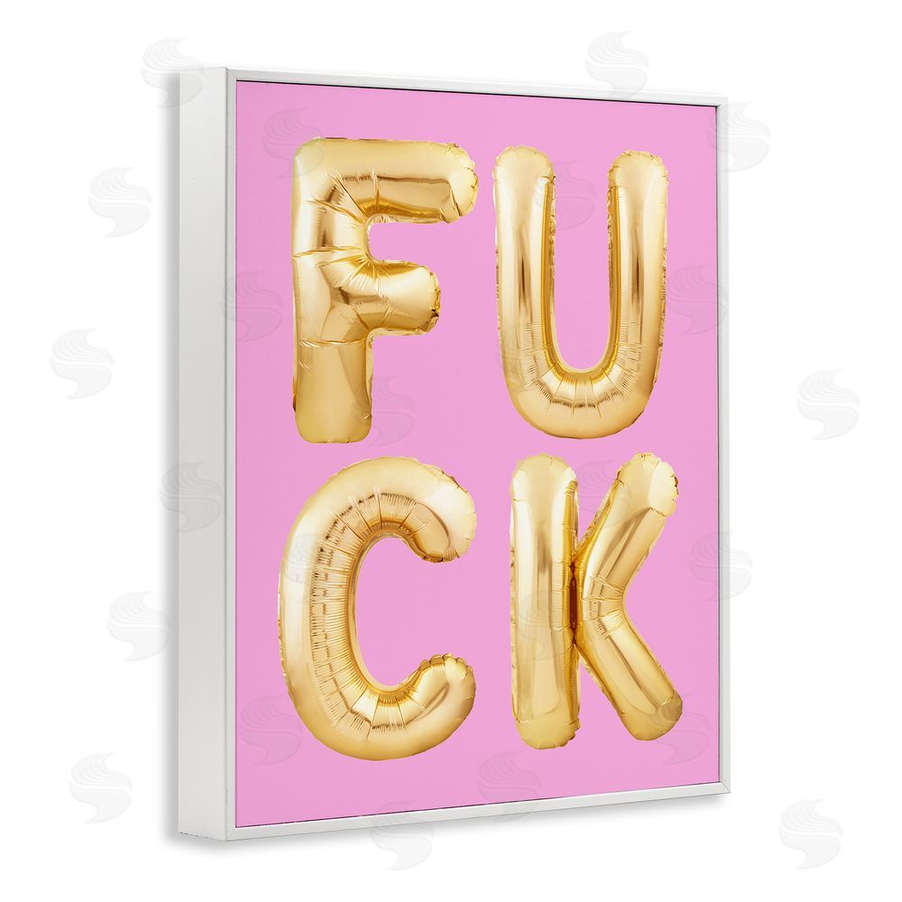 House of Lulu F*ck Gold & Pink Letters White Framed Giclee Wall Art Print