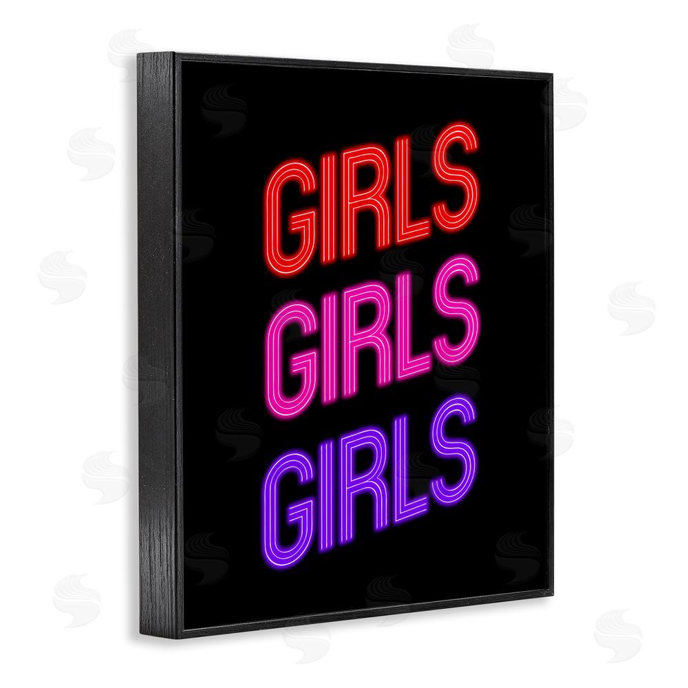 House of Lulu Vivid Neon Girls Sign Black Framed Giclee Wall Art Print