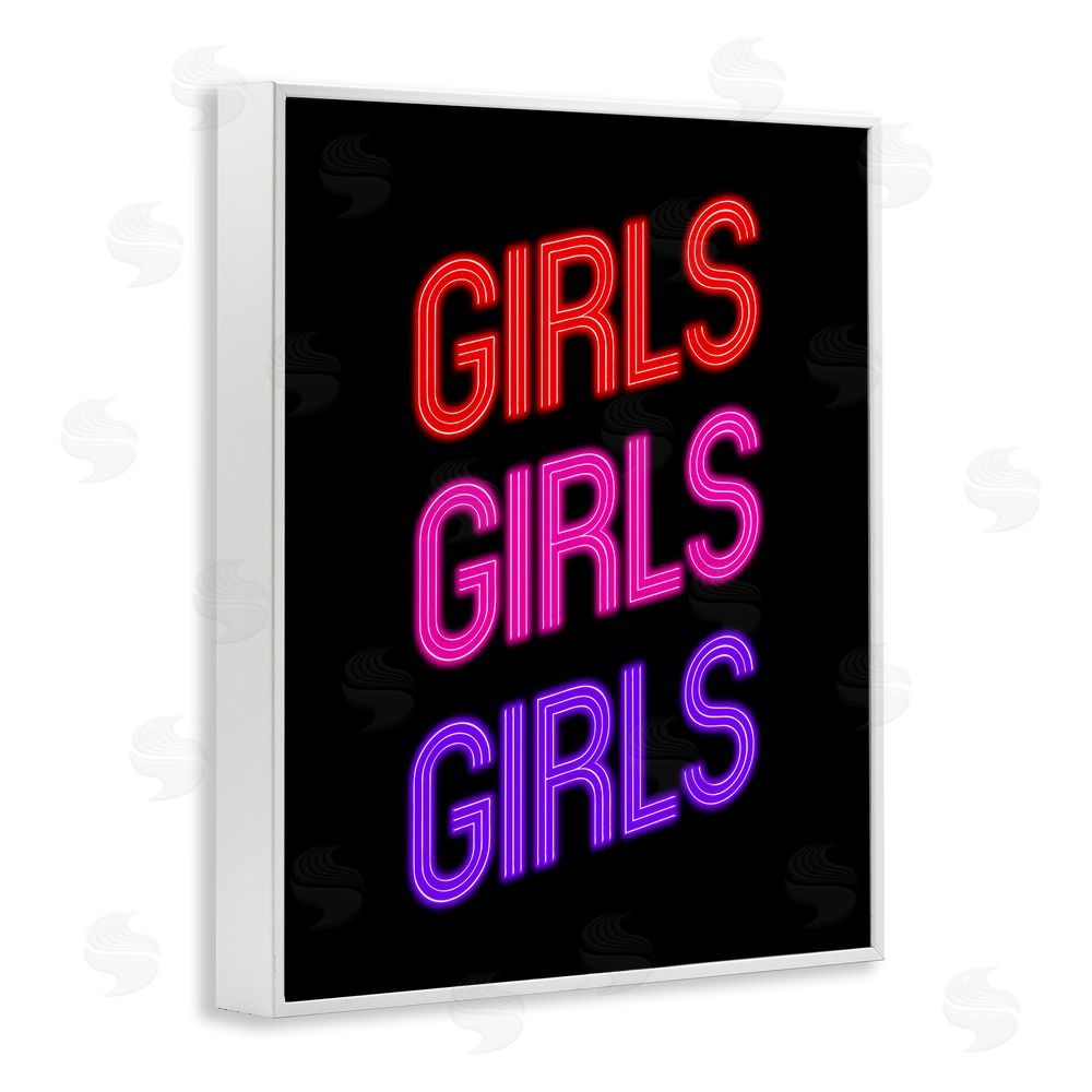 House of Lulu Vivid Neon Girls Sign White Framed Giclee Wall Art Print