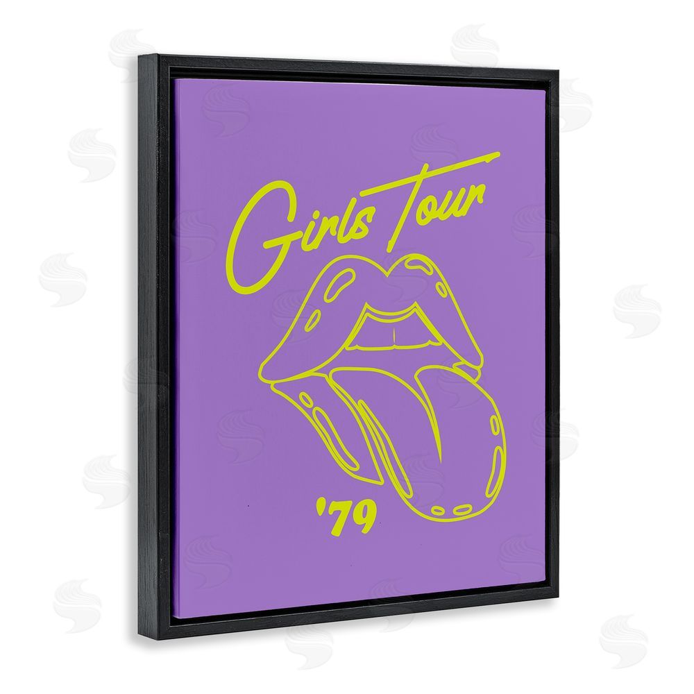 House of Lulu Vintage Music Girls Tour Black Floating Frame Canvas Wall Art Print