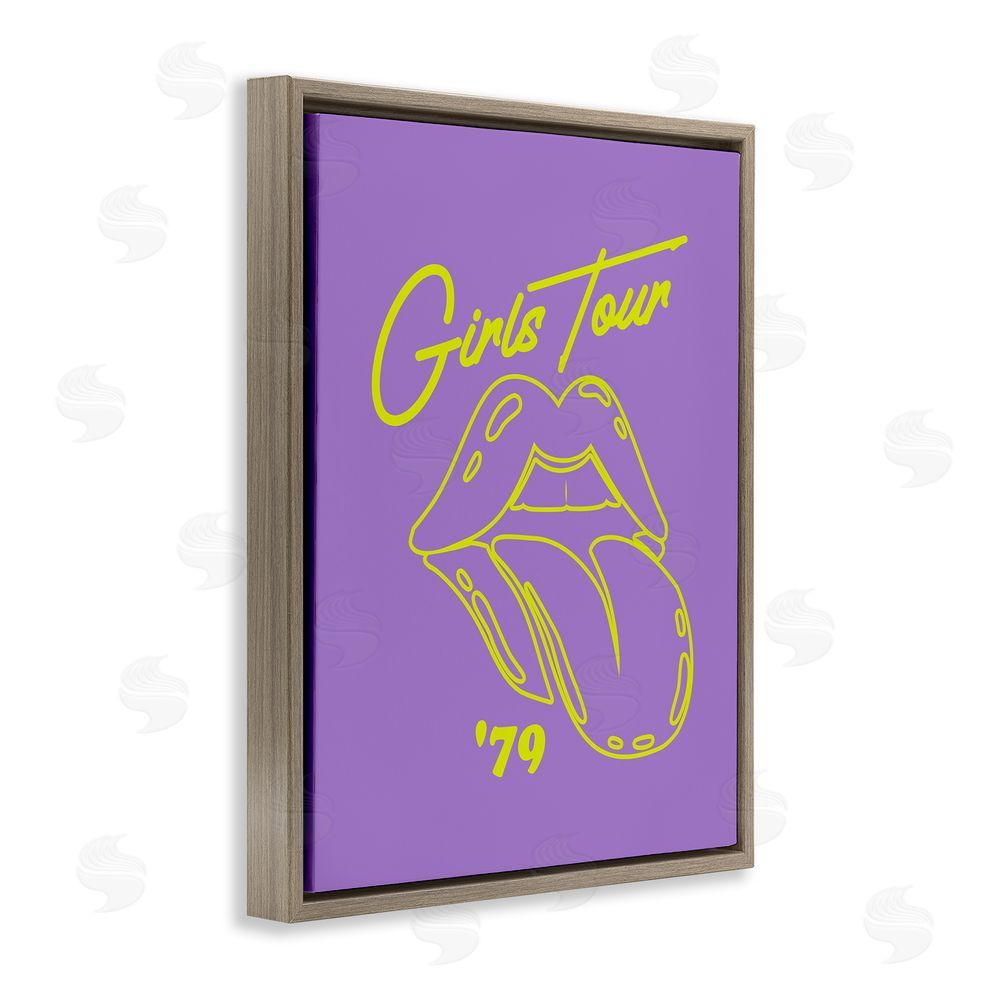 House of Lulu Vintage Music Girls Tour Brown Floating Frame Canvas Wall Art Print