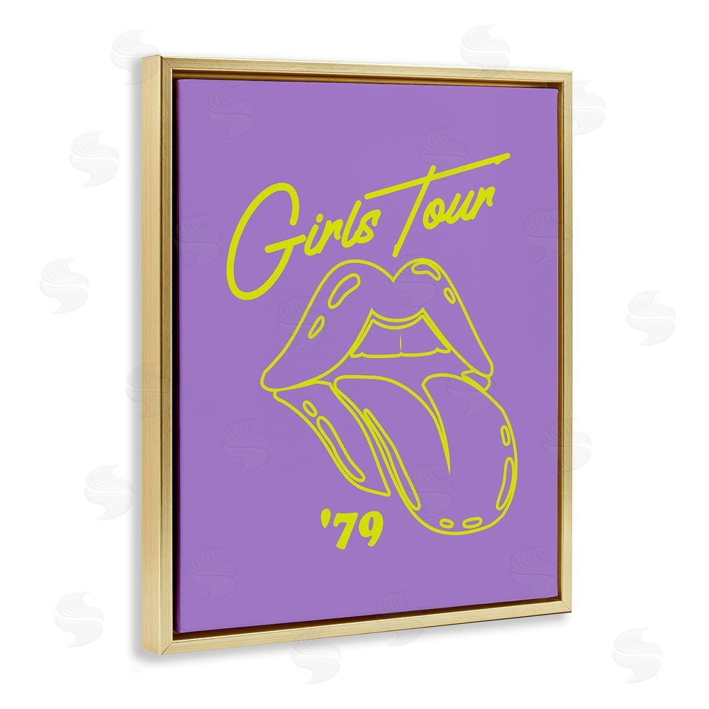 House of Lulu Vintage Music Girls Tour Gold Floating Frame Canvas Wall Art Print