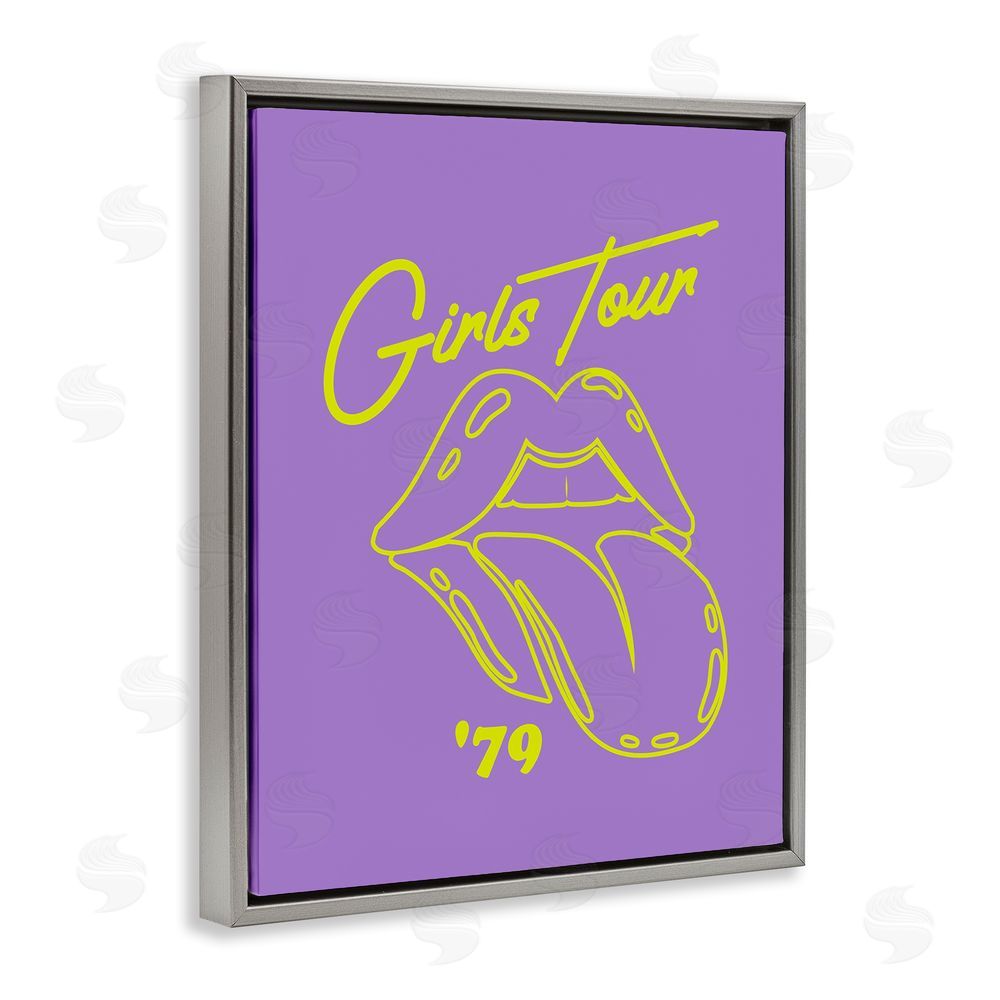 House of Lulu Vintage Music Girls Tour Grey Floating Frame Canvas Wall Art Print