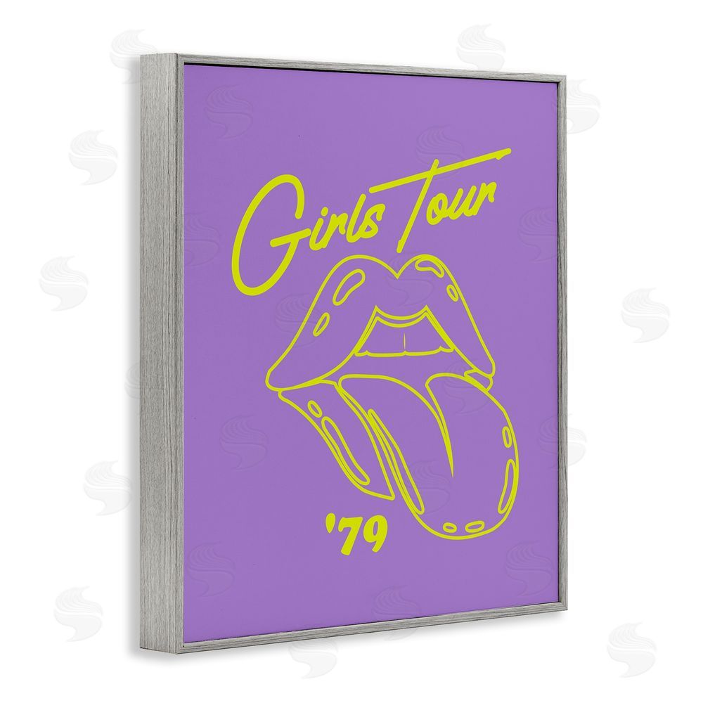 House of Lulu Vintage Music Girls Tour Gray Framed Giclee Wall Art Print