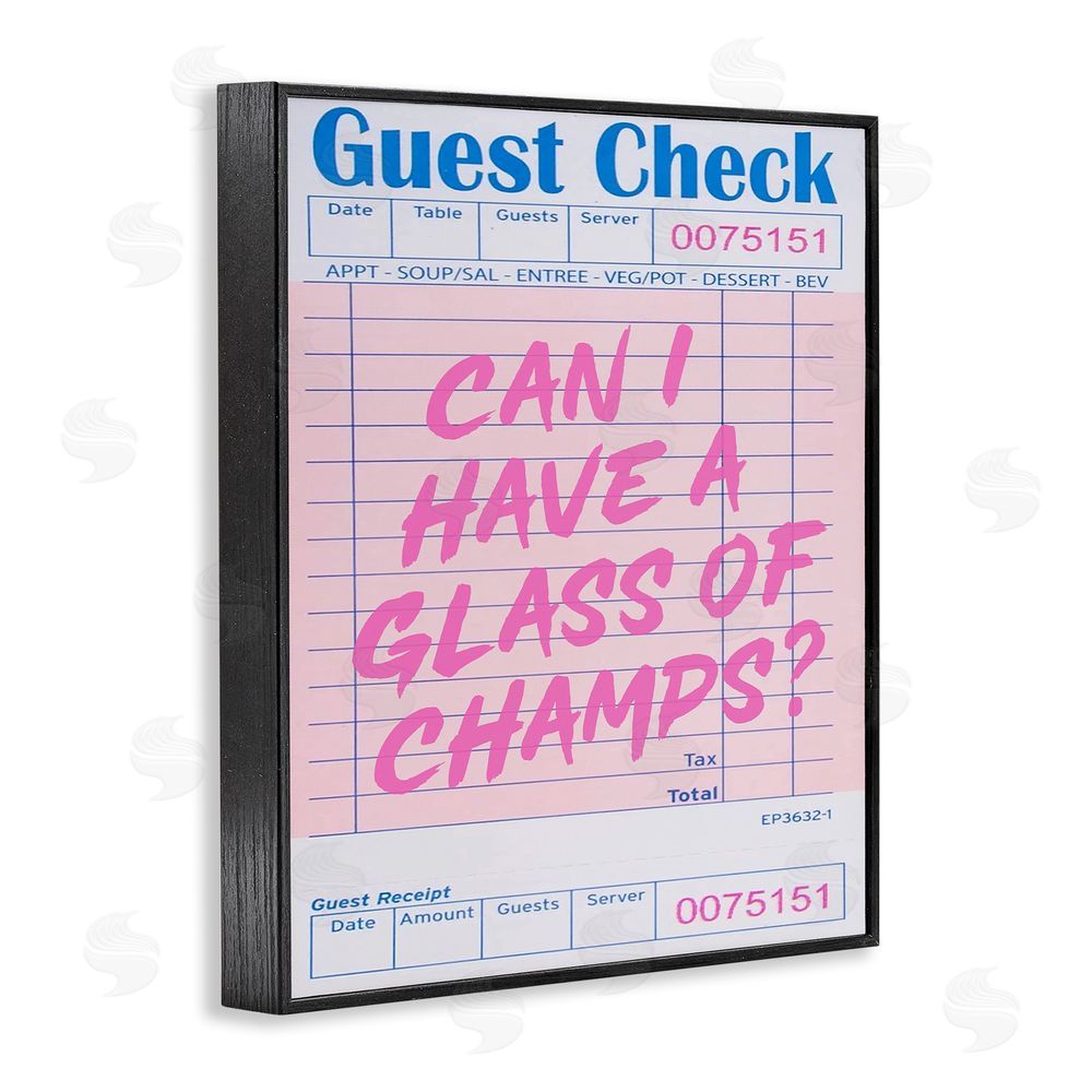 House of Lulu Vintage Receipt Champagne Phrase Black Framed Giclee Wall Art Print