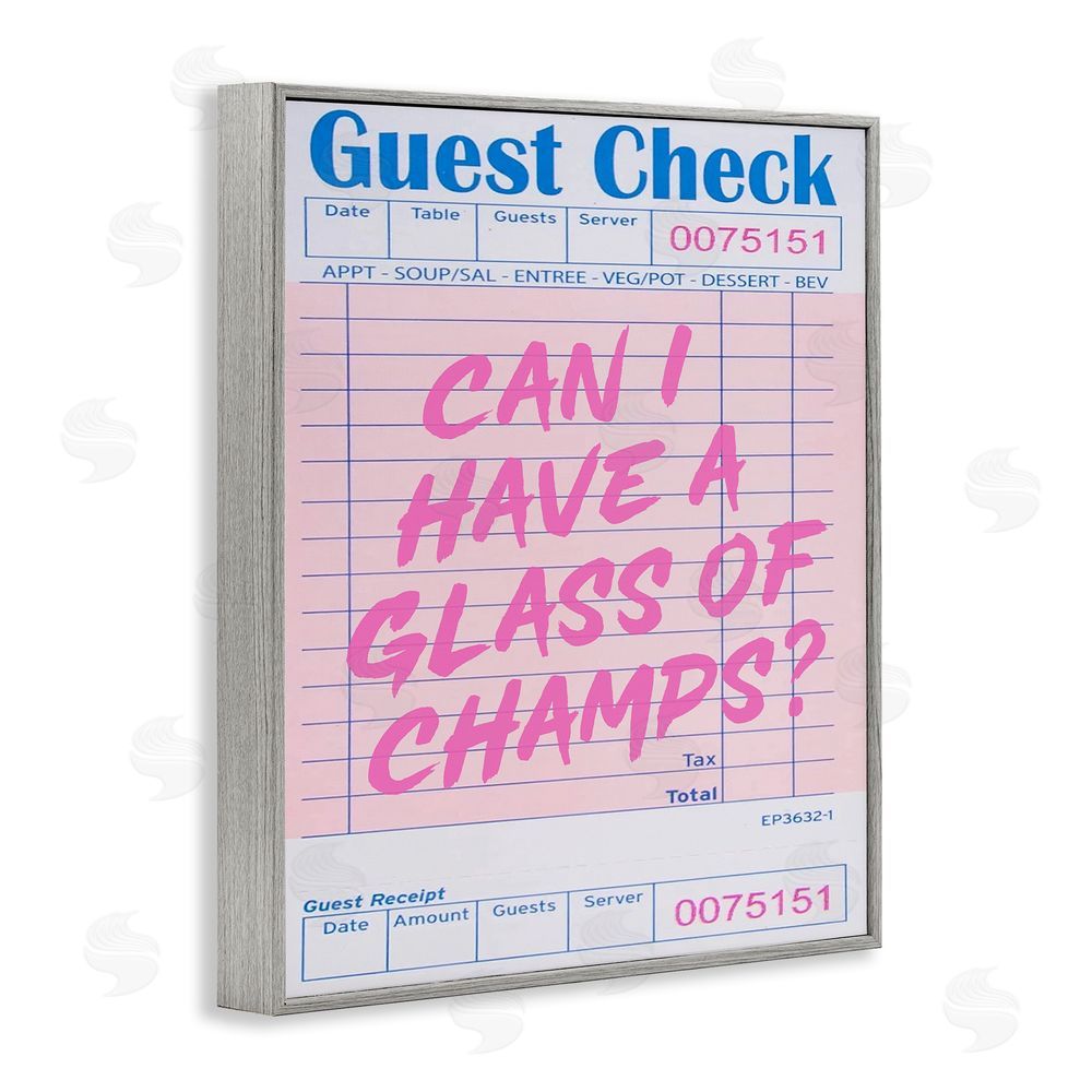 House of Lulu Vintage Receipt Champagne Phrase Gray Framed Giclee Wall Art Print