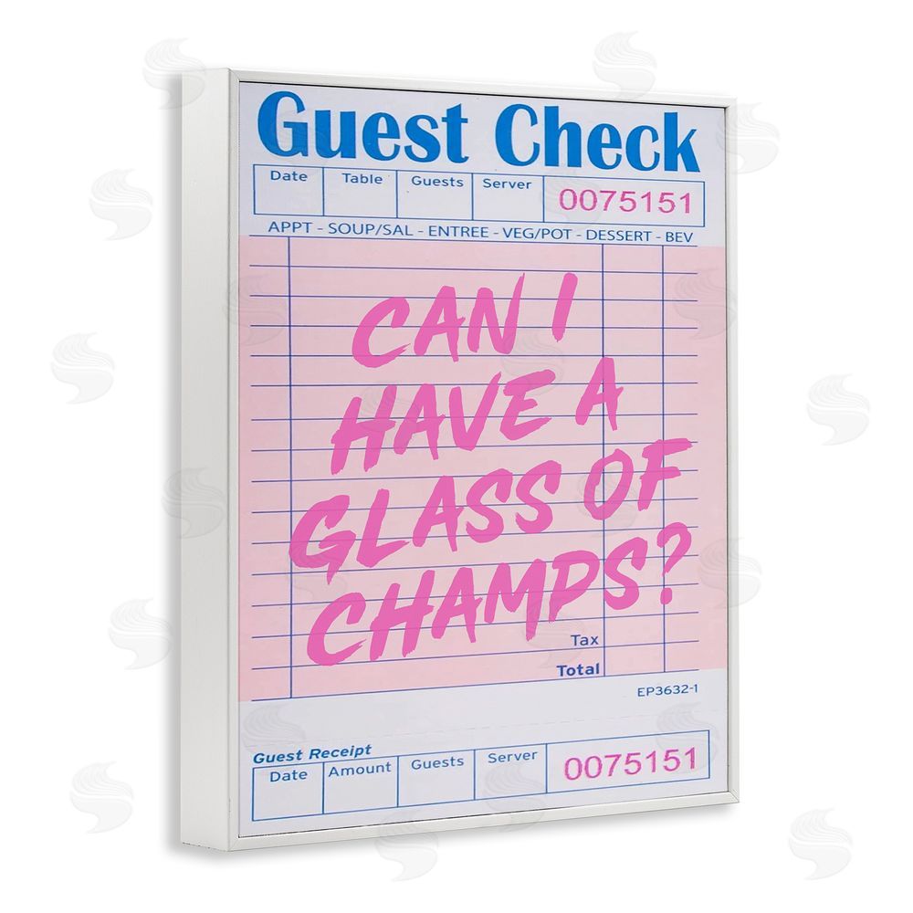 House of Lulu Vintage Receipt Champagne Phrase White Framed Giclee Wall Art Print