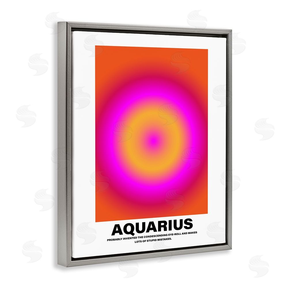 House of Lulu Funny Aquarius Astrology Grey Floating Frame Canvas Wall Art Print