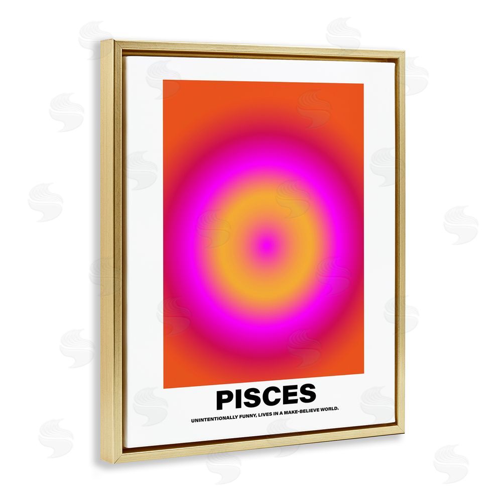House of Lulu Funny Pisces Astrology Gold Floating Frame Canvas Wall Art Print