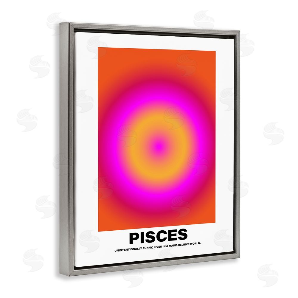 House of Lulu Funny Pisces Astrology Grey Floating Frame Canvas Wall Art Print