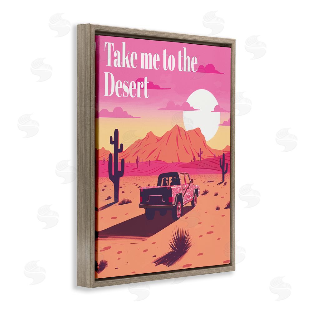 Ziwei Li Desert Scenery & Phrase Brown Floating Frame Canvas Wall Art Print