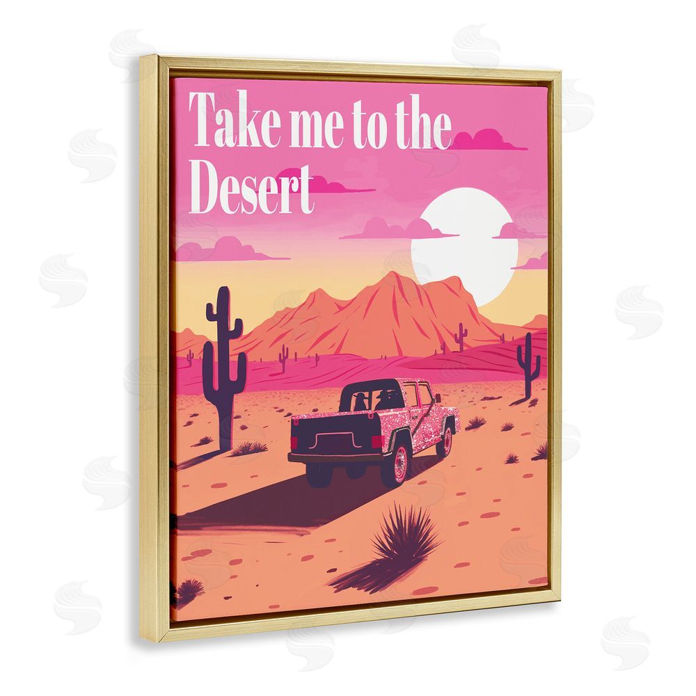 Ziwei Li Desert Scenery & Phrase Gold Floating Frame Canvas Wall Art Print