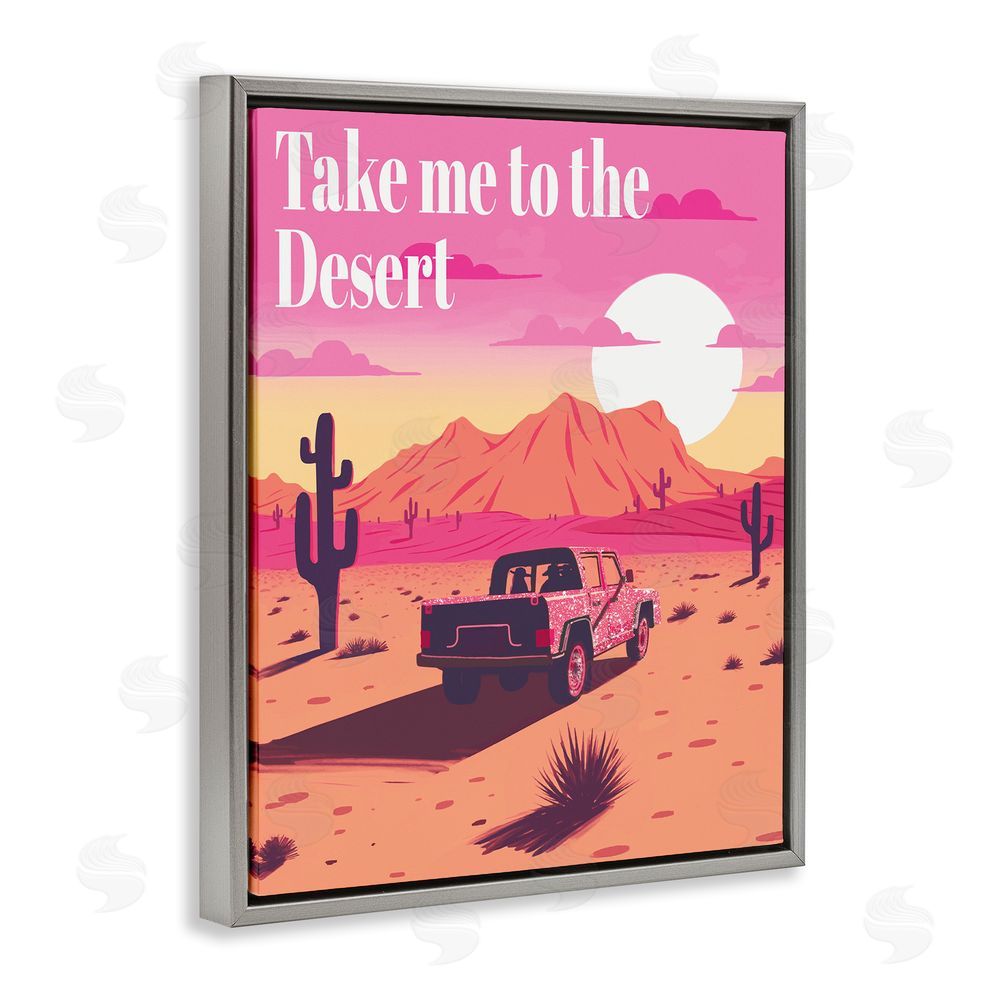 Ziwei Li Desert Scenery & Phrase Grey Floating Frame Canvas Wall Art Print