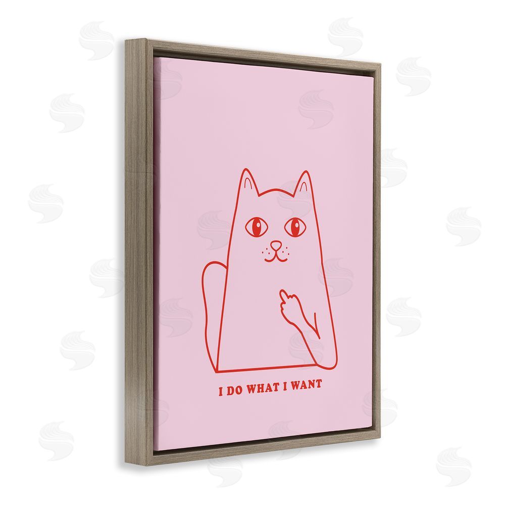 House of Lulu Do What I Want Cat Brown Floating Frame Canvas Wall Art Print