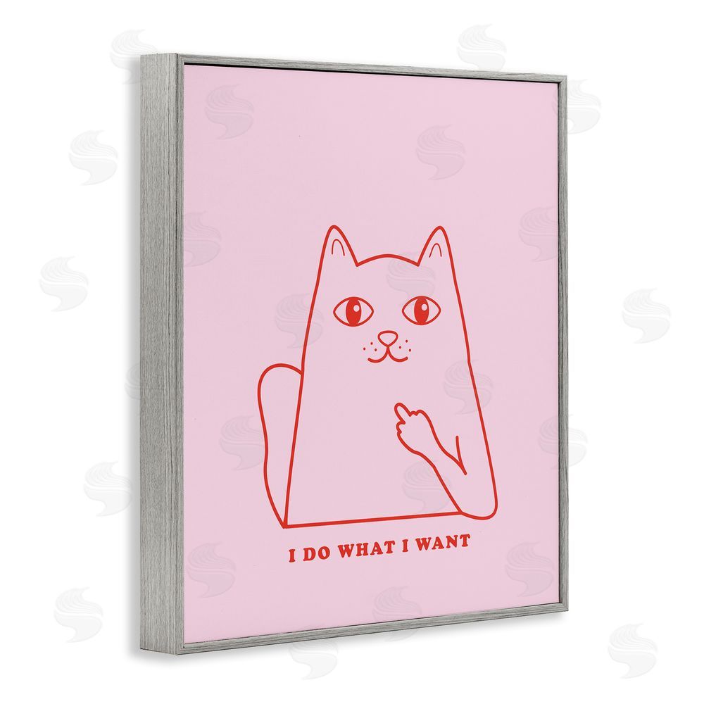 House of Lulu Do What I Want Cat Gray Framed Giclee Wall Art Print