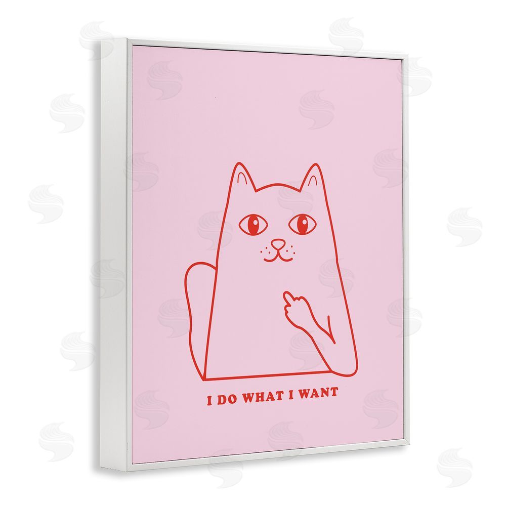 House of Lulu Do What I Want Cat White Framed Giclee Wall Art Print