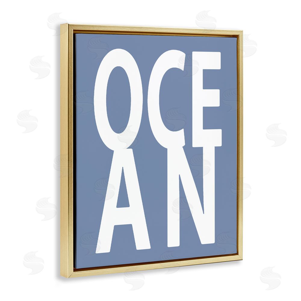 Jamie MacDowell Nautical Ocean Text Gold Floating Frame Canvas Wall Art Print