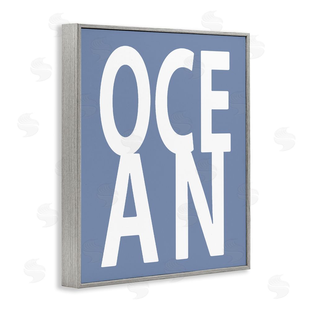 Jamie MacDowell Nautical Ocean Text Gray Framed Giclee Wall Art Print