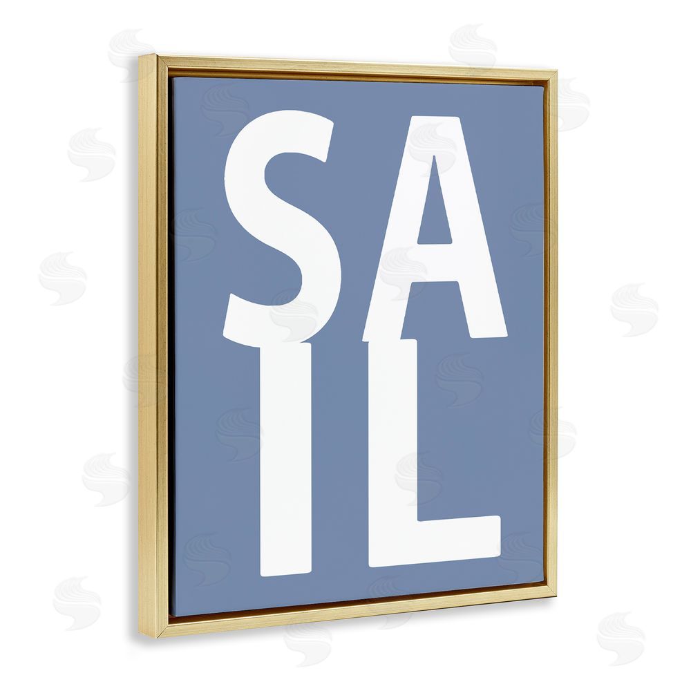 Jamie MacDowell Nautical Sail Text Gold Floating Frame Canvas Wall Art Print
