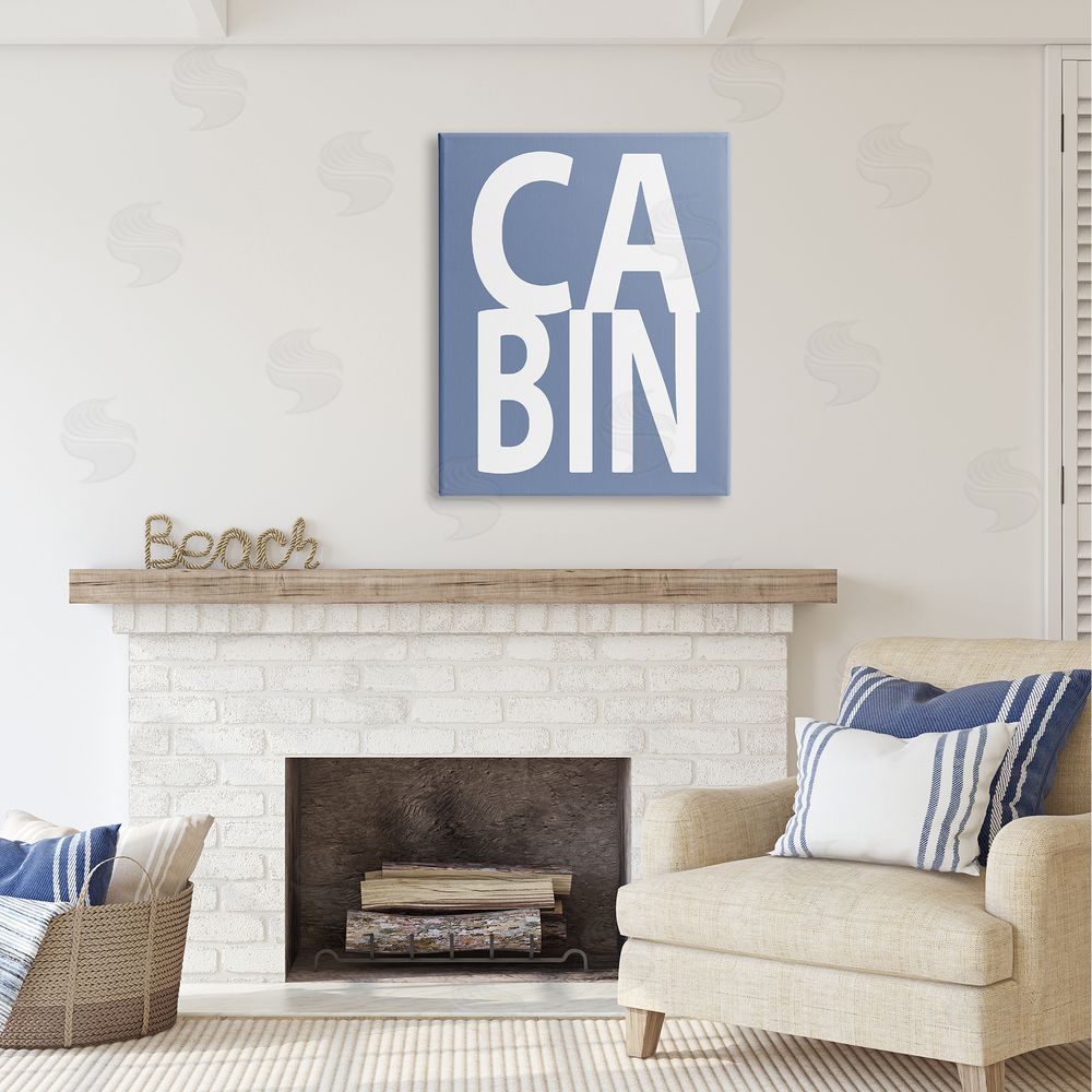 Jamie MacDowell Cabin Lake House Text Canvas Wall Art Print in Room