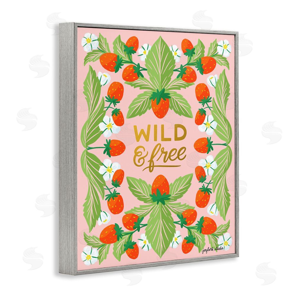 Joylark Studio Wild & Free Strawberries Gray Framed Giclee Wall Art Print
