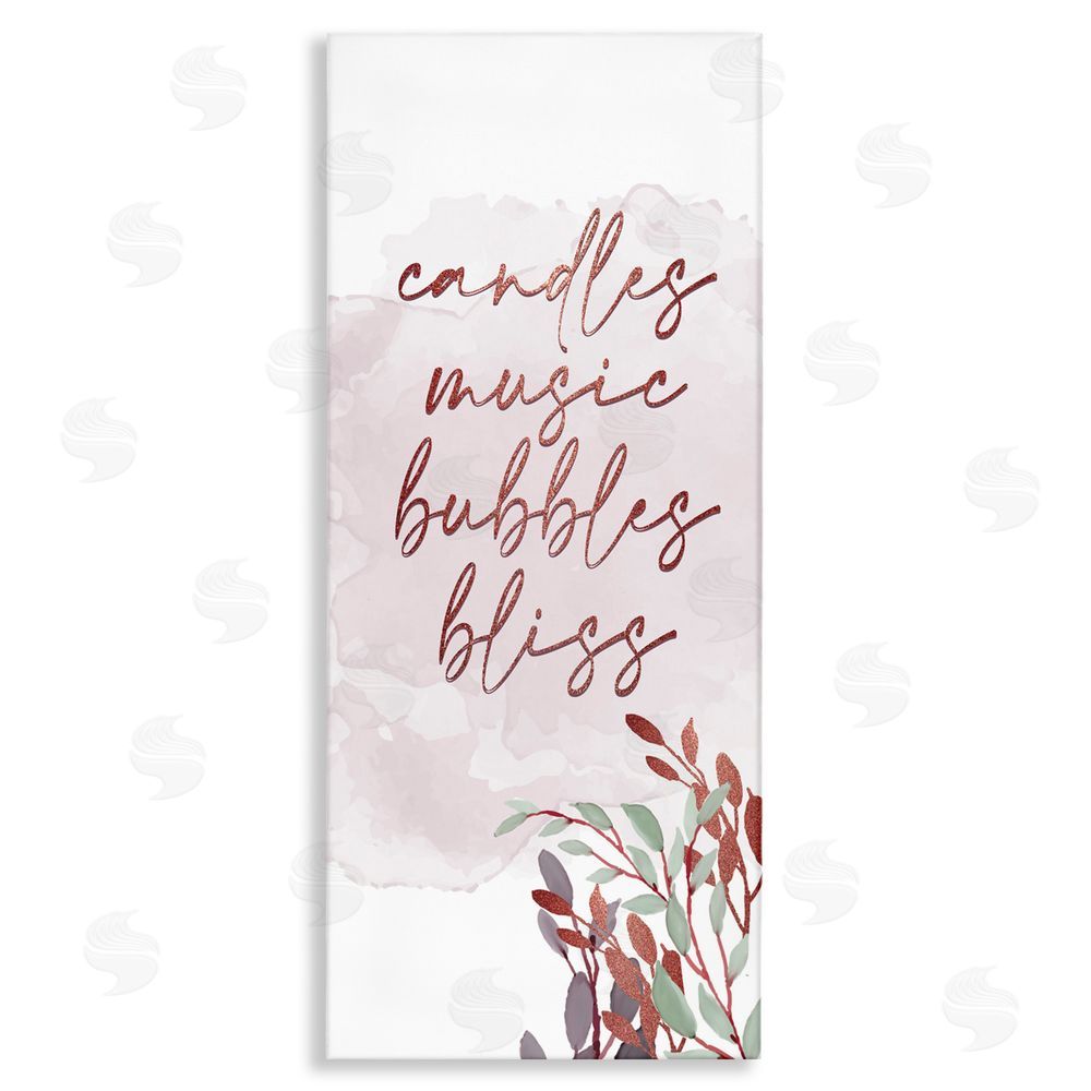 Kim Allen Pink Bathroom Words Stretched Canvas Wall Art Print