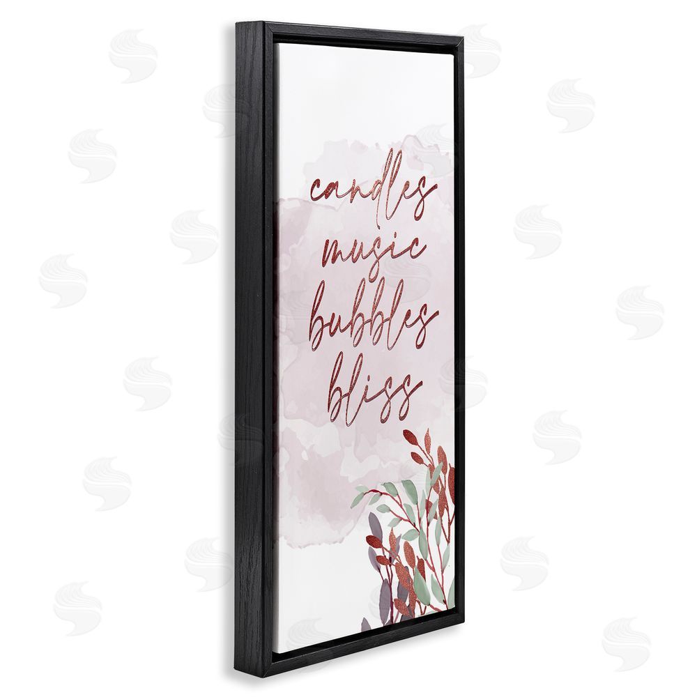 Kim Allen Pink Bathroom Words Black Floating Frame Canvas Wall Art Print